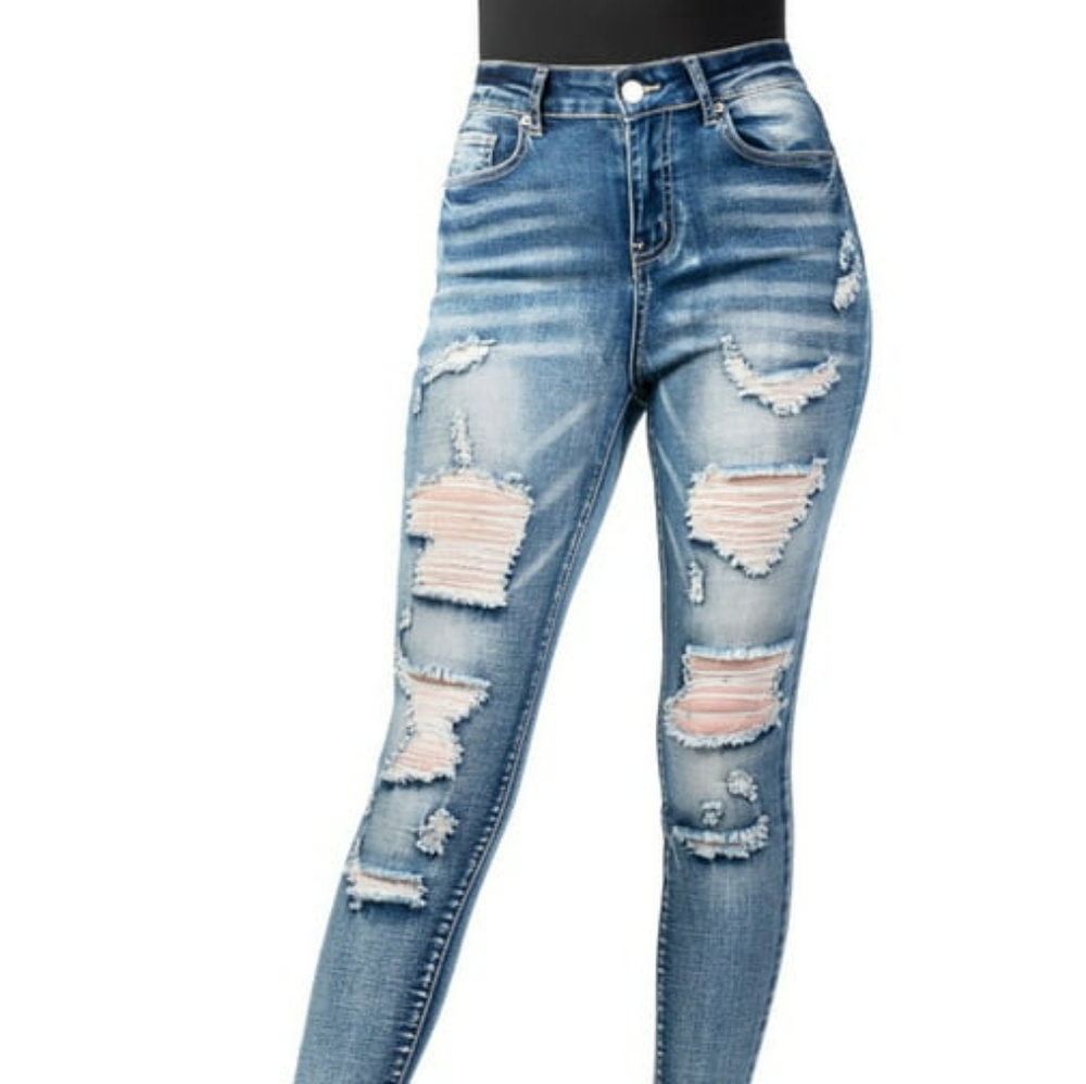 Elite Jeans Potassium Wash High Rise Destructed Dog Bite